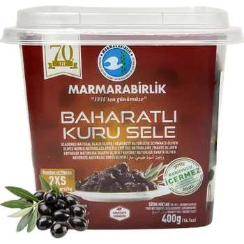 oliva Černé olivy turecké olivy s peckou KURU SELE Marmarabirlik 400 g Přírodní S