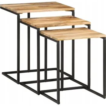 Konferenční stolek Stoly zasouvací pod sebe, 3 ks, masivní akátové dřevo