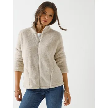 Dámská mikina Plyšová mikina na zip béžový melír 46/48
