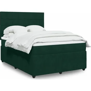 Postel vidaXL Box spring postel s matrací 160x200 cm samet [3292383] Barva: Tmavě zelená
