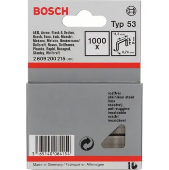 Průmyslová sponka BOSCH Sponky do sponkovačky z&nbsp;tenkého drátu typ 53 11,4/8 mm 1000 ks
