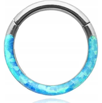 Náušnice Titanové ozdobné kroužky CLICKER - opal blue 1,2/8