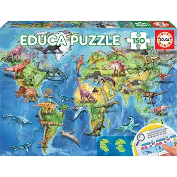Educa Puzzle 1 kusy Educa Puzzle Mapa Santa's Dinosaurs 150 dílků