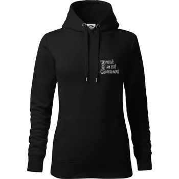 Dámská mikina Běžím domů protože tam ještě nikdo není - na prsu - Mikina dámská Cape s kapucí - XL ( Černá )