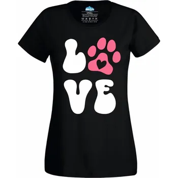 Dámské tričko Dámské tričko Psí Tlapka LOVE (Velikost: 4XL, Barva: Černá)