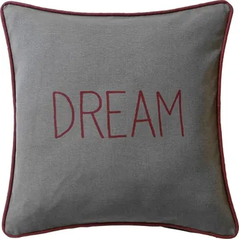 Povlak na dekorativní polštářek Povlak na polštář 2ks,Dream and Happy šedá 2x povlak na polštář 40x40 cm