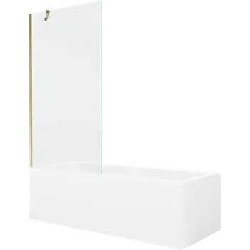 Vana Mexen Cubik obdélníková vana 150 x 70 cm s obkladem a jedním křídlovým panelem 90 cm, průhledná, zlatá - 550315070X9509000050 Vany se zástěnou