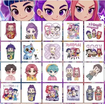 Tetování Dětské dočasné tetování - 20 ks - KPOP DEMON HUNTERS - KPOP LOVKYNĚ DÉMONŮ - (D) (Značka: SPADABRAVO)