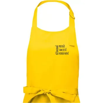 Kuchyňská zástěra Běžím domů protože tam ještě nikdo není - na prsu - Dámská zástěra na vaření - Univerzální velikost ( Žlutá )