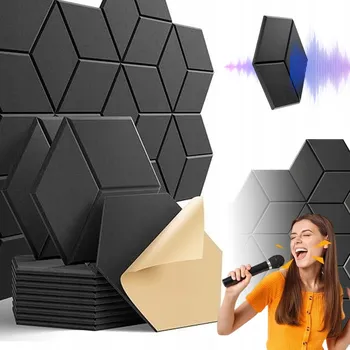 Obraz ČERNÉ AKUSTICKÉ PANELY 30X26CM 12 KS SAMOLEPICÍ NA STĚNU A STROP