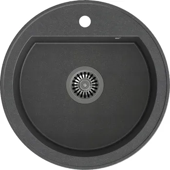 Granitový dřez Quadron jednokomorový dřez Johnny 210 kulatý granitový černý, průměr 51 cm