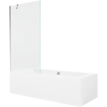Vana Mexen Cube obdélníková vana 170 x 80 cm s krytem a 1křídlou zástěnou 90 cm, transparentní, chrom - 550517080X9509000001 Vany se zástěnou