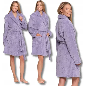 Dámský župan TEPLÝ DÁMSKÝ ŽUPAN MĚKKÝ PLYŠOVÝ NA ZAVAZOVÁNÍ KE KOLENŮM MORAJ L