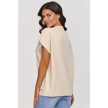 Dámská móda Dámský svetr Makadamia S157 světle béžový Světle béžová One size