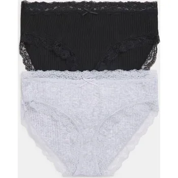 Kalhotky Sinsay - Bavlněné hipster kalhotky s krajkou 2 balení - vícebarevná - 473GV-MLC - 473GV-MLC-XL