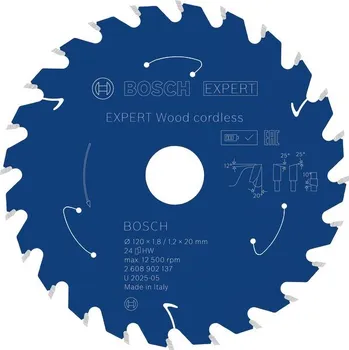 Pilový kotouč BOSCH Pilový kotouč EXPERT Wood cordless, 120 × 1,8/1,2 × 20 mm, T24 (2.608.902.137)