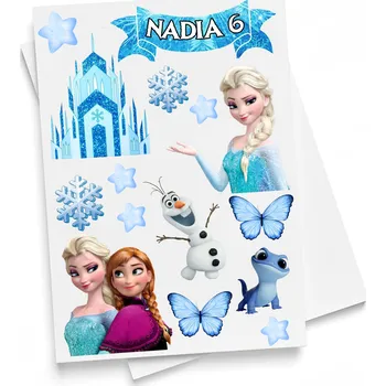 Jedlá dekorace na dort Jedlý cukrový Výtisk na dort Ledové Království cukrová hmota Elsa Elza Anna Olaf