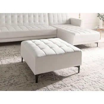 Taburet Taburet světle šedý sametové čalounění čtvercová podnožka stolička černé nohy moderní styl obývací pokoj Beliani