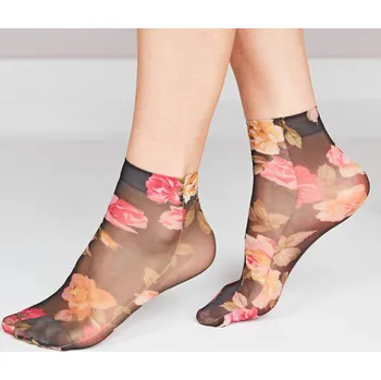 2 páry ponožek květinový vzor/tělová přírodní