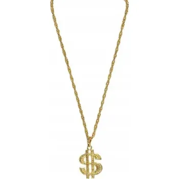 Šperk NÁHRDELNÍK ŠEJKA RAPERA DOLAR ZLATÝ NA ŘETÍZKU DOPLŇKY BIŽUTERIE