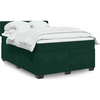 Postel vidaXL Box spring postel s matrací 160 x 200 cm samet [3286362] Barva: Tmavě zelená