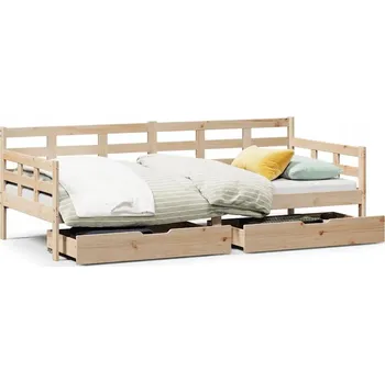 Pohovka Rozkládací postel-pohovka se zásuvkami, masivní borovicové dřevo, 203,5 x 98 x 69,5