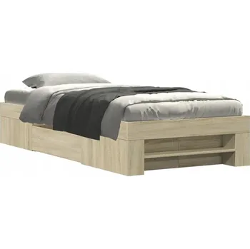 Postel Rám postele dub sonoma 203 x 93 x 33 cm s úložným prostorem