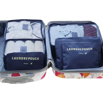 Příslušenství k zavazadlu Sada cestovních organizérů do kufru a šatníku (6 ks) – tmavě modrá