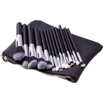 Kosmetický štětec Sada štětců na líčení 15 ks s pouzdrem - černá