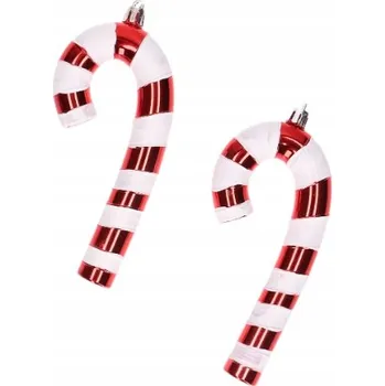 Vánoční dekorace Plastová Vánoční Koule - červenobílý Lízátko 14 cm, 2 ks