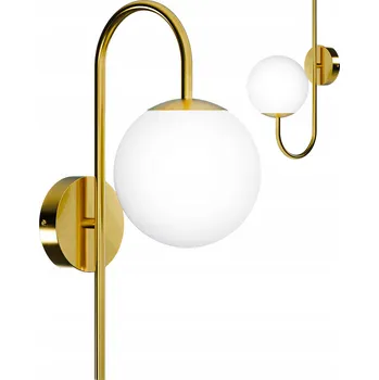 Nástěnné svítidlo Nástěnné LED svítidlo zlaté, lampa 1x G9, bílá skleněná koule - do ložnice, obýváku
