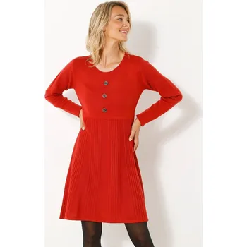 Dámské šaty Pulovrové šaty s knoflíky paprika 50