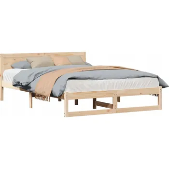 Postel Minimalistický Rám Postele z Masivního Borovicového Dřeva, Béžový, 250 kg