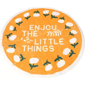 Koberec Kulatý protiskluzový koberec 80 × 80 cm – květinový vzor, žlutý