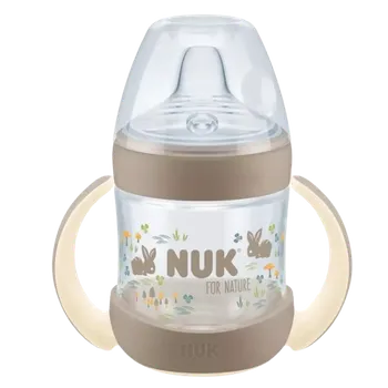 Kojenecká láhev NUK for Nature lahvička na učení s kontrolou teploty 150 ml hnědá