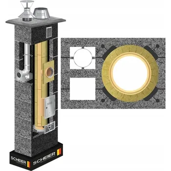 Komín Keramický komínový systém + plyn komín DUO 200 + 80 8m sada vložka UNI + INOX ocel