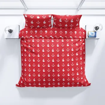 Povlečení Top textil Chanar s.r.o Bavlněné povlečení Červená kotva 140x200, 70x90 cm