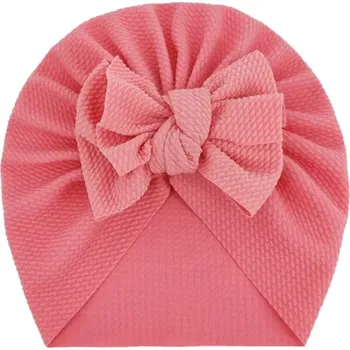 Čepice Dětský turban s mašlí – růžová čepička pro holčičky