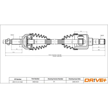 Poloosa kola Hnací hřídel - poloosa Dr!ve+ DP2110.10.1022