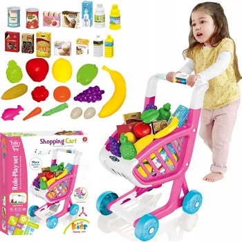 Hra na obchod Nákupní vozík pro děti, nákupní košík, supermarket, pokladna + příslušenství MATADI