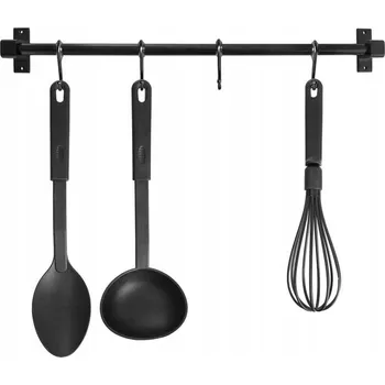 Věšák KUCHYŇSKÁ LIŠTA KOVOVÁ ČERNÁ DRŽÁK HÁČKY NA NÁČINÍ VĚŠÁK 50 CM