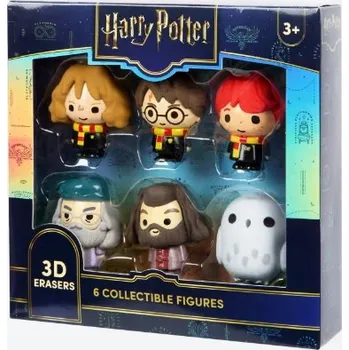 Figurka Sada 3D gum Harry Potter Ron Hermiona Brumbál Hagrid Hedvika 6 kusů