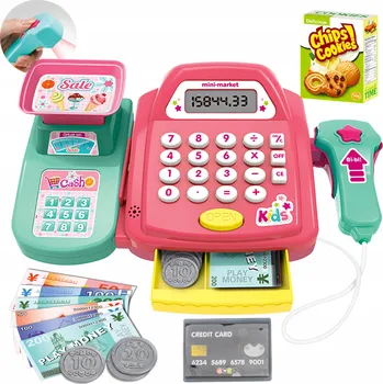 Hra na obchod Interaktivní POKLADNA Obchod Supermarket HRAČKA Váha KALKULAČKA Skener Příslušenství