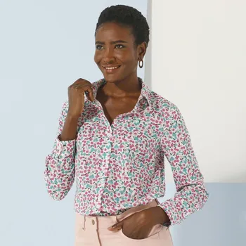 Dámská košile Košile s minimalistickým potiskem bílá/růžová 36