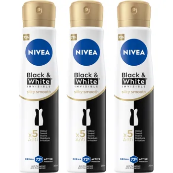 NIVEA Black&White Silky Smooth Antiperspirant ve spreji 72h 250ml x3