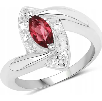 Prsten STŘÍBRNÝ PRSTÝNEK S GRANÁTEM A DIAMANTY