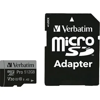 Paměťová karta Paměťová karta microSDXC Verbatim Pro U3 512 GB (100/90 MB/s) Class 10 U3 V30
