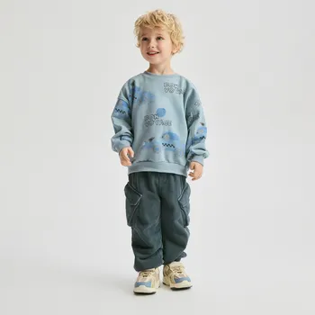 Chlapecké kalhoty Reserved - Bavlněné kalhoty cargo - tmavomodrá - 490HK-59X - 490HK-59X-80