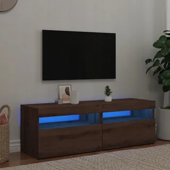 Televizní stolek TV stolky s LED osvětlením, 2 ks, dub artisan, dřevěný materiál