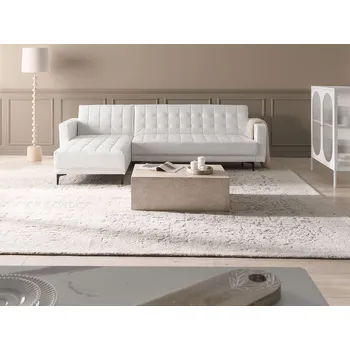 Sedací souprava Rohová rozkládací pohovka světle šedá sametové čalounění moderní styl 4místná modulární černé nohy levostranná ve tvaru L obývací pokoj Beliani